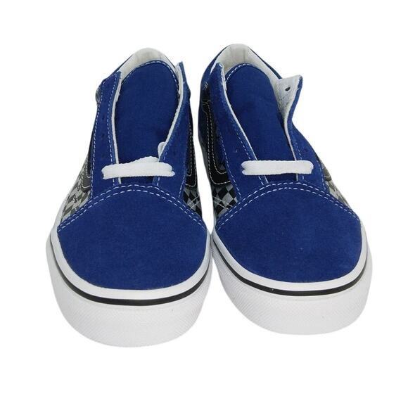 VANS OLD SKOOL Boys NEW Reflective Checkered Flame Blue Sneakers - sz. 2 1/2Y - Picture 2 of 6